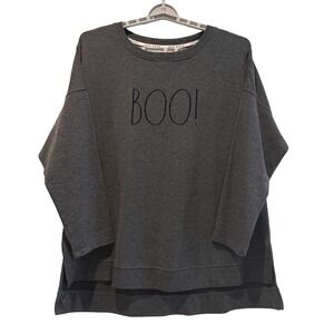 RAE DUNN BOO Halloween Graphic Sweatshirt Pullover Women's Plus 1X Charcoal Gray